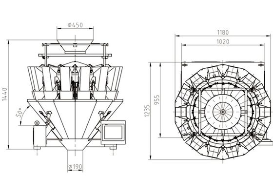 Feeding Multihead Weighing Machine For Large Shell Nuts